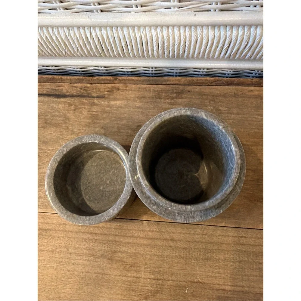 Combarbalita Stoneware Cylinder Trinket Holder With Lid- Rare